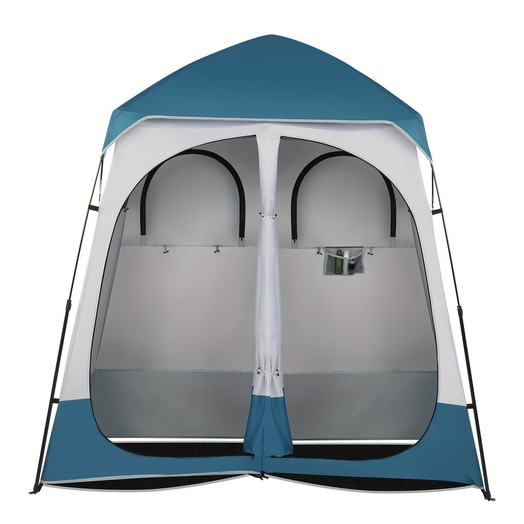 2-Person Pop-Up Dressing Tent - Portable Bathroom Shelter with Toilet, Lightweight Oxford Cloth Changing Tent for Camping, Beach, RV - Easy Setup Outdoor Privacy Tent (Blue/White), Tents for Outside Party, High Quality Cover