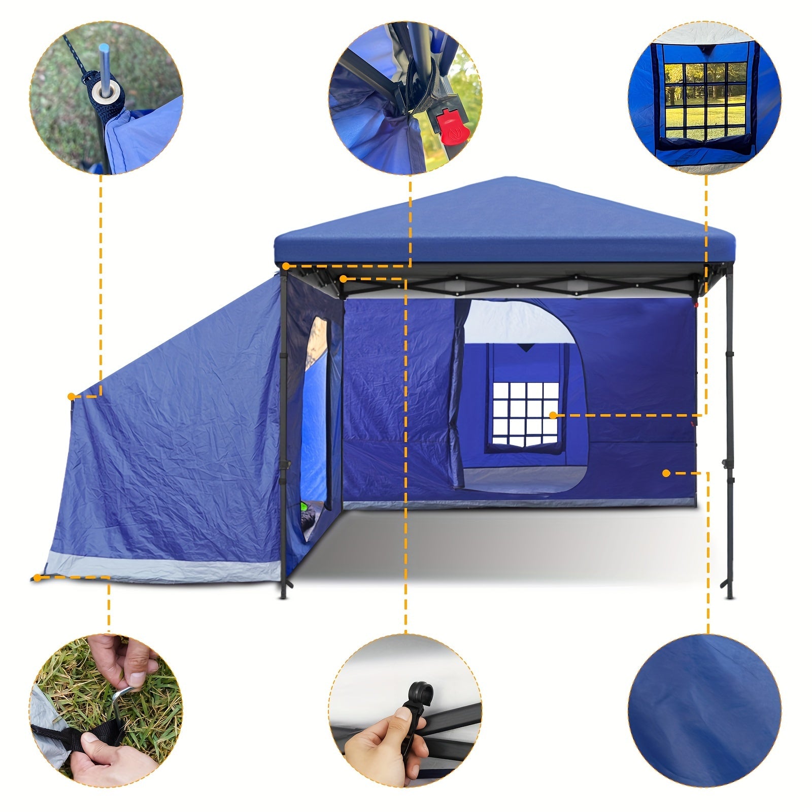 KAMPKEEPER Side Tent, Camping Tent For 10' X 10' Pop Up Canopy, Easy Set Up Gazebo, Compatible With 10' Wide Tents (Blue) Only Side Tent