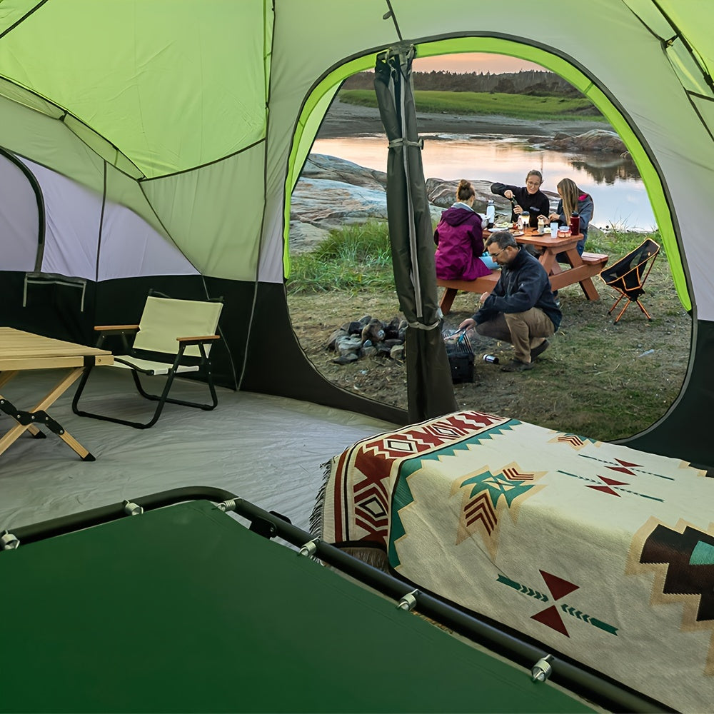 10-Person Double Layer Waterproof Big Camping Tent, UNP Family Tents with 5 Large Mesh Windows, 2 Room, 18ft x 9ft x78in, Easy Up, Weather Resistant