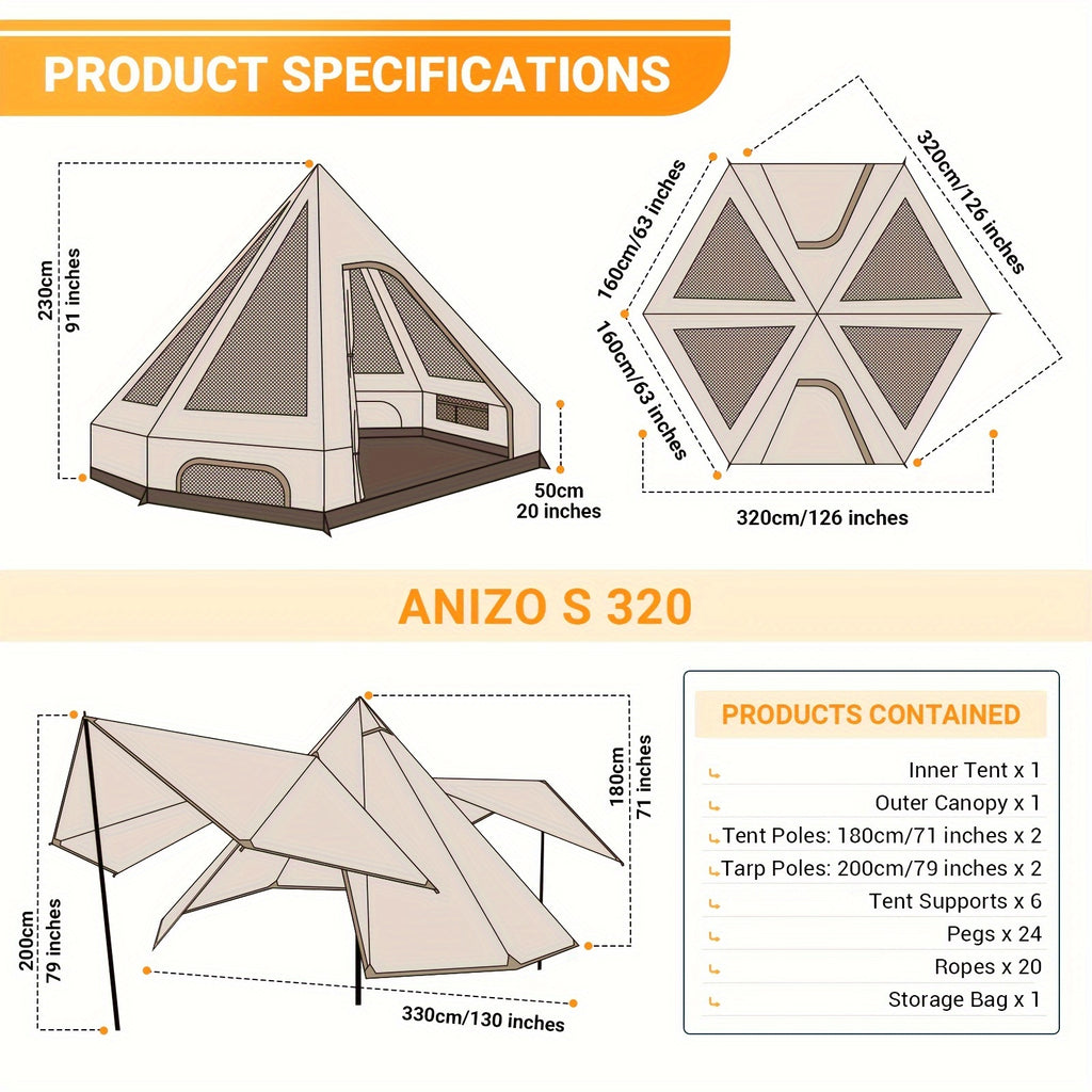 KingCamp Camping Tent 5-6 Person 4 Season Double Layers Waterproof Anti-UV Windproof Tents Family Outdoor Camping Tent