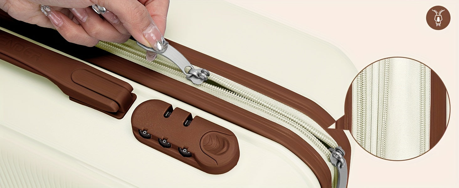 Luggage Sets 5 Piece, 28 Inch Expandable PP Hard Carry On Luggage Set With Rotating Wheels, 24 Inch Men's And Women's Lightweight Rolling Luggage, 20 Inch 3-piece Set For Portable Luggage, Beige