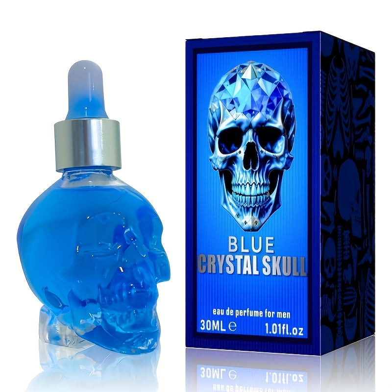 Blue Skull Men’s Cologne - 30ml/1.01fl.oz, Long-Lasting Woody Scent, Alcohol-Free Perfume Oil, Portable & Stylish Design for Business Trips or Everyday Use, Business Trip Cologne | Unique Cologne Bottle | Longlasting Scent