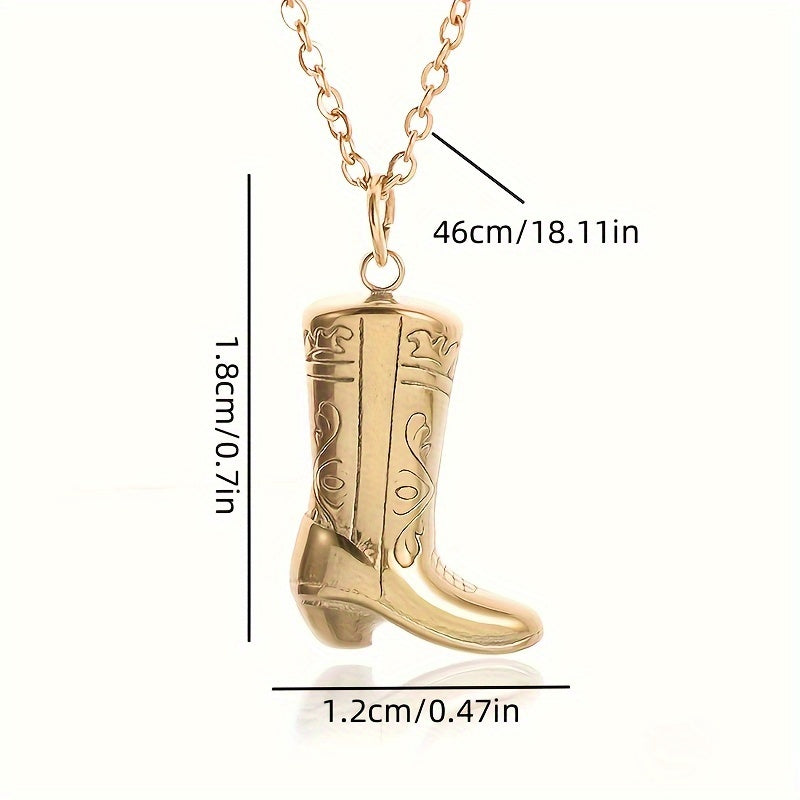 1pc New Retro Golden Western Cowboy Golden Boots Copper Pendant Men Women Necklace Fashion Party Anniversary Jewelry Necklace