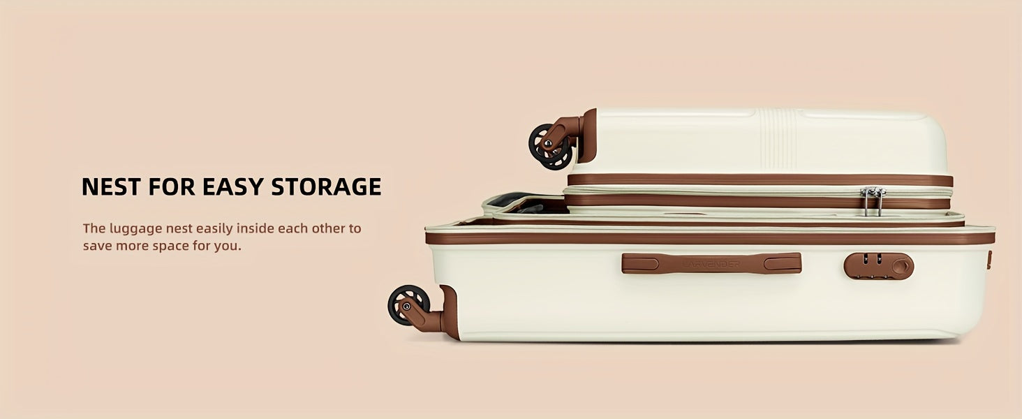 Luggage Sets 5 Piece, 28 Inch Expandable PP Hard Carry On Luggage Set With Rotating Wheels, 24 Inch Men's And Women's Lightweight Rolling Luggage, 20 Inch 3-piece Set For Portable Luggage, Beige