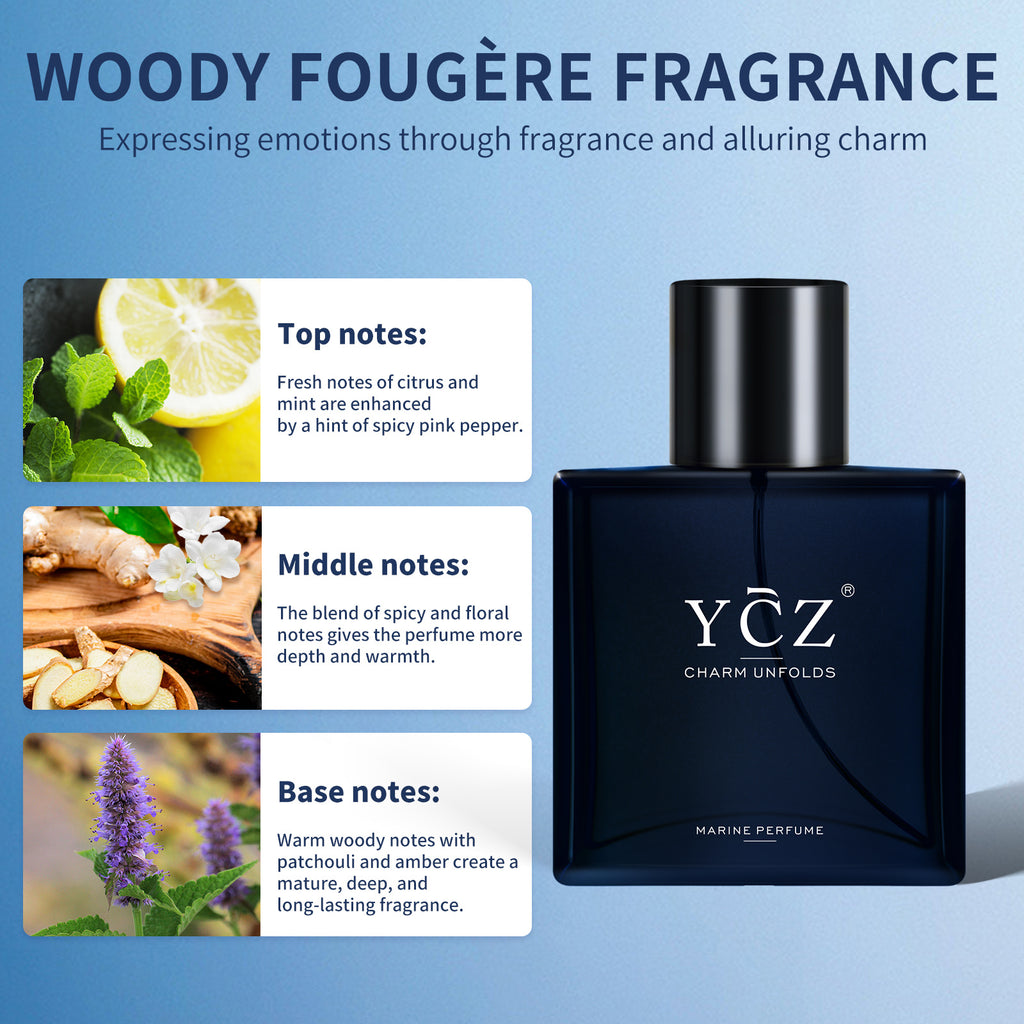 3pcs YCZ Men’s Cologne - 1.69oz, Fresh Grapefruit & Cedar Amber Scent, Long-Lasting Fragrance for Date Night, Perfect Boyfriend Gift, Eau de Toilette Spray, Ideal for Summer Vibes, Gift for Boyfriend | Modern Cap Design | Q
