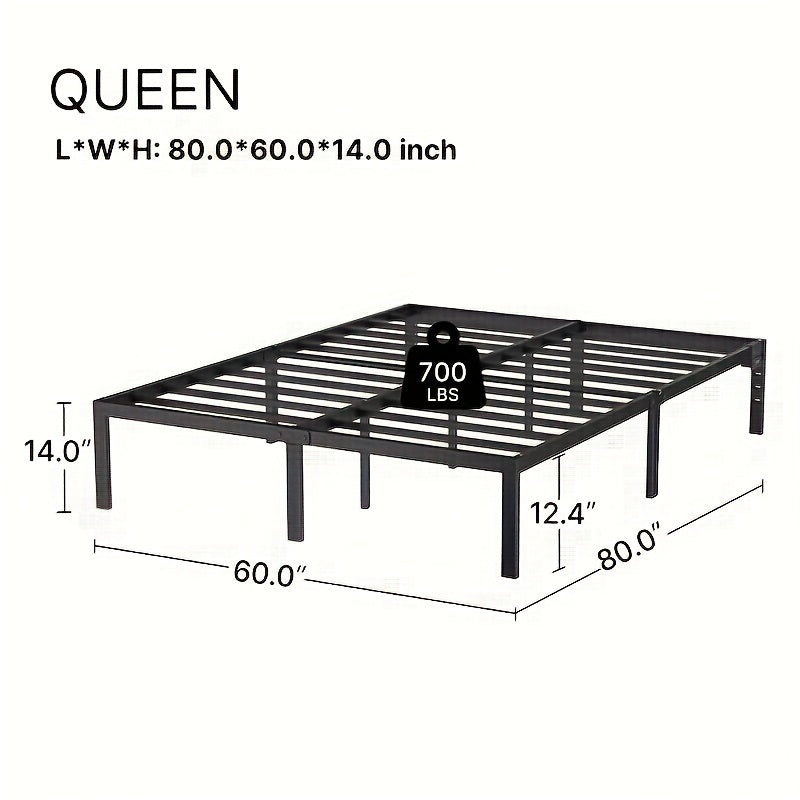Twin/Full/King/Queen Size Bed Frame Avaliable, Metal Platform Bed Frame With Charging Station & Under Bed Storage Space, Sturdy Steel Slat Supports, No Box Spring Needed, Easy Assembly, Noise Free, Non-Slip