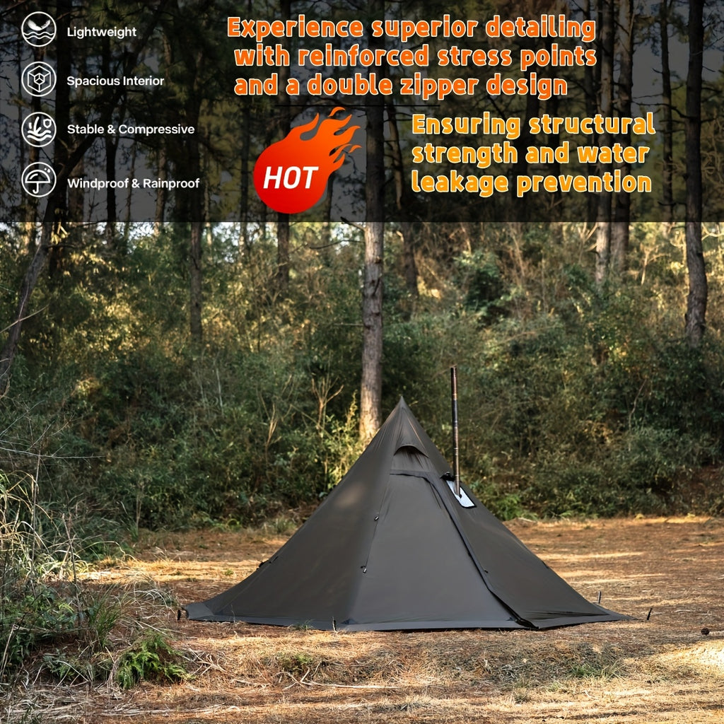 3-4 Person Hot Tent With Stove Jack And Snow Skirt - 4 Season, Winter Camping Tent, & Windproof, Lightweight 4.8lb | Ideal For Family Camping, Hiking, Hunting, Fishing | Hot Tent, Hot Tents For Camping, Camping Tent