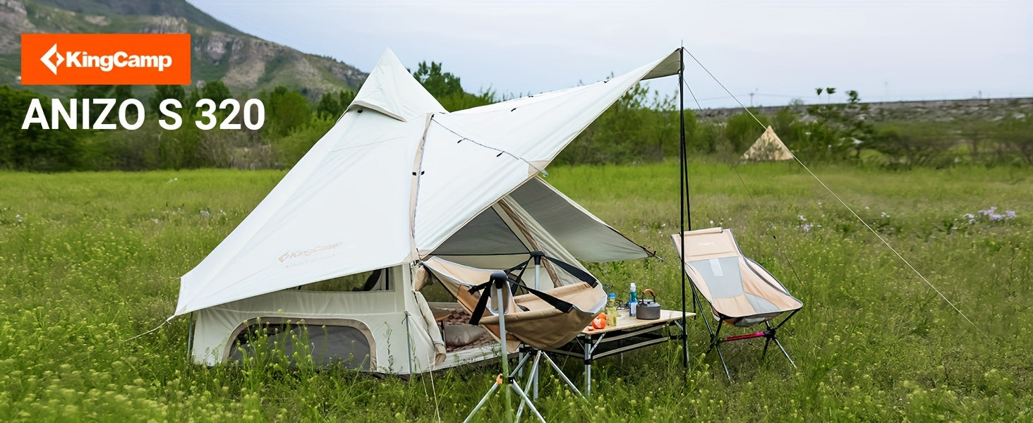 KingCamp Camping Tent 5-6 Person 4 Season Double Layers Waterproof Anti-UV Windproof Tents Family Outdoor Camping Tent