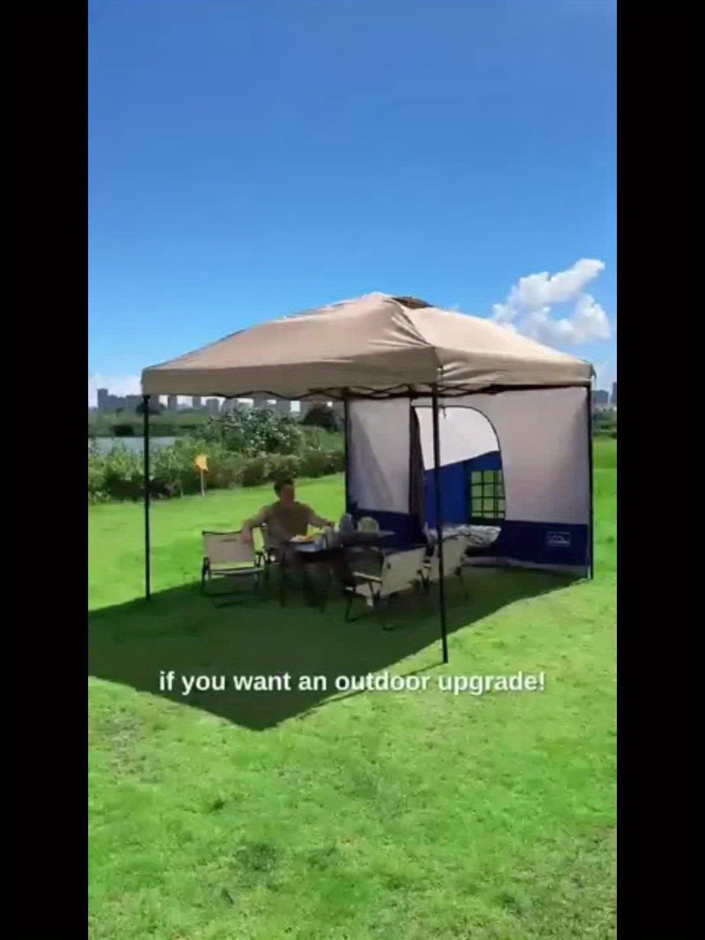 KAMPKEEPER Side Tent, Camping Tent For 10' X 10' Pop Up Canopy, Easy Set Up Gazebo, Compatible With 10' Wide Tents (Blue) Only Side Tent