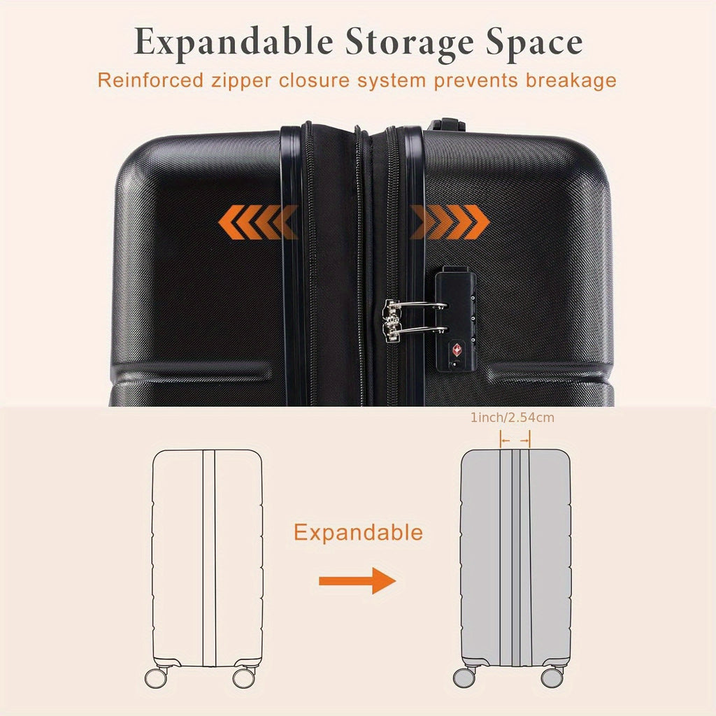 20/24/28 Inch Lightweight Hard Shell ABS Carry On Luggage with Double Spinner Wheels, Expandable Rolling Luggage and TSA Lock