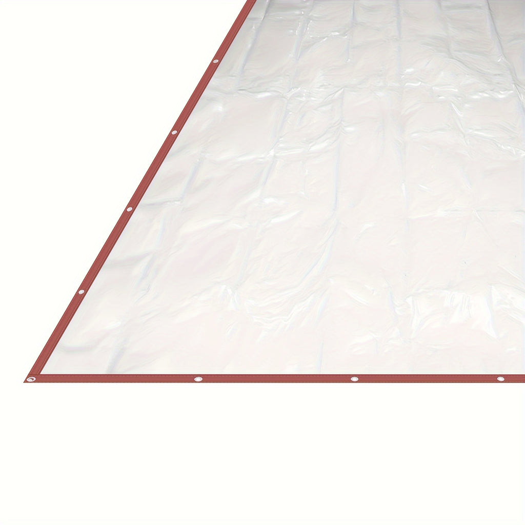 8x20 Ft Clear Vinyl Curtains - Waterproof, Commercial-Grade, Patio Winter Awning, PVC Porch Curtains for Tents, Awnings, Canopies, Brown Color