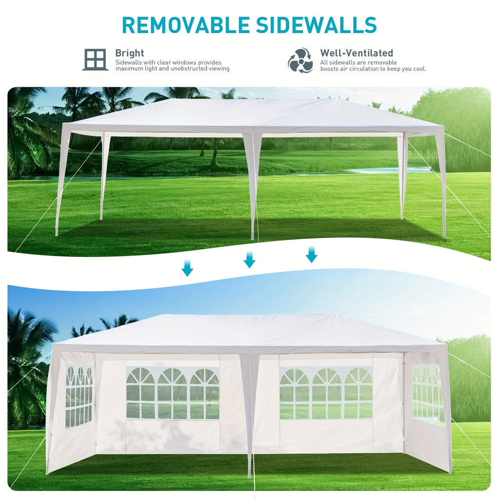 ANTSKU 10'x20' Outdoor Party Tent, Large Wedding Birthday Tents for Parties, White Canopy Tent with 4 Removable Sidewalls & Transparent Windows, Outside Gazebo Event Tent for Garden, Patio and Backyard